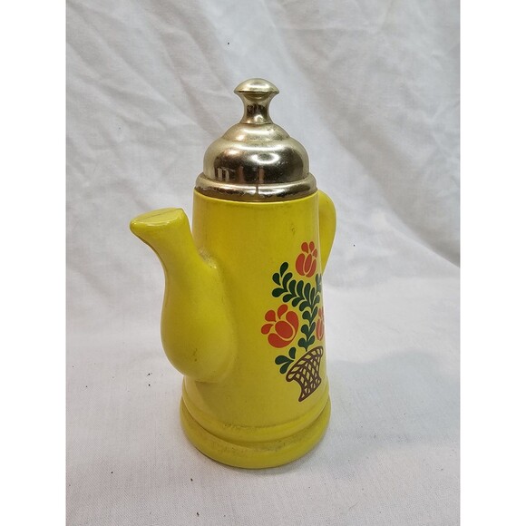 Avon Foam Bath Oil Empty Bottle Koffee Klatch Lilac Yellow Coffee Pot 5 Fl Oz - Picture 8 of 10